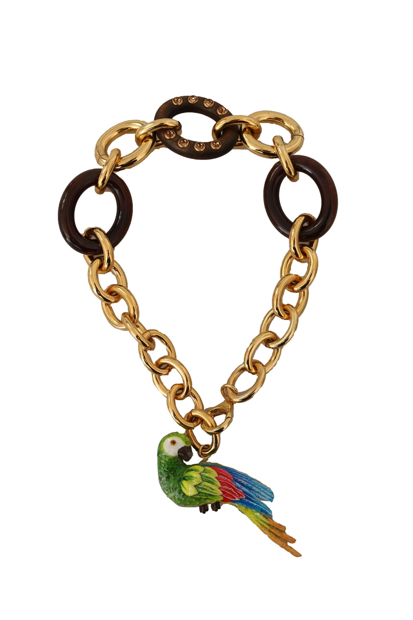 Champagne Crystal Parrot Charm Necklace