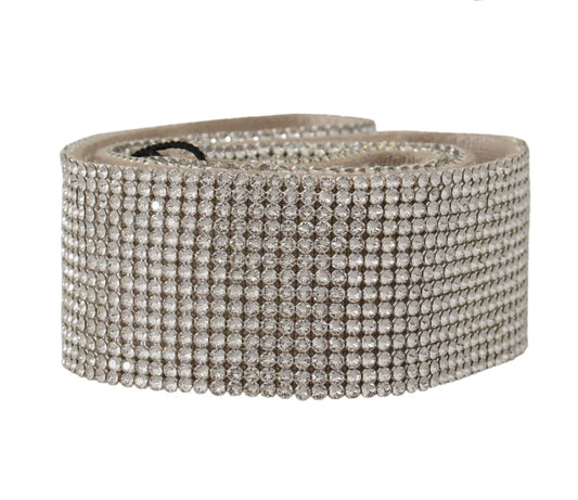 Elegant Crystal Snap Button Cotton Belt