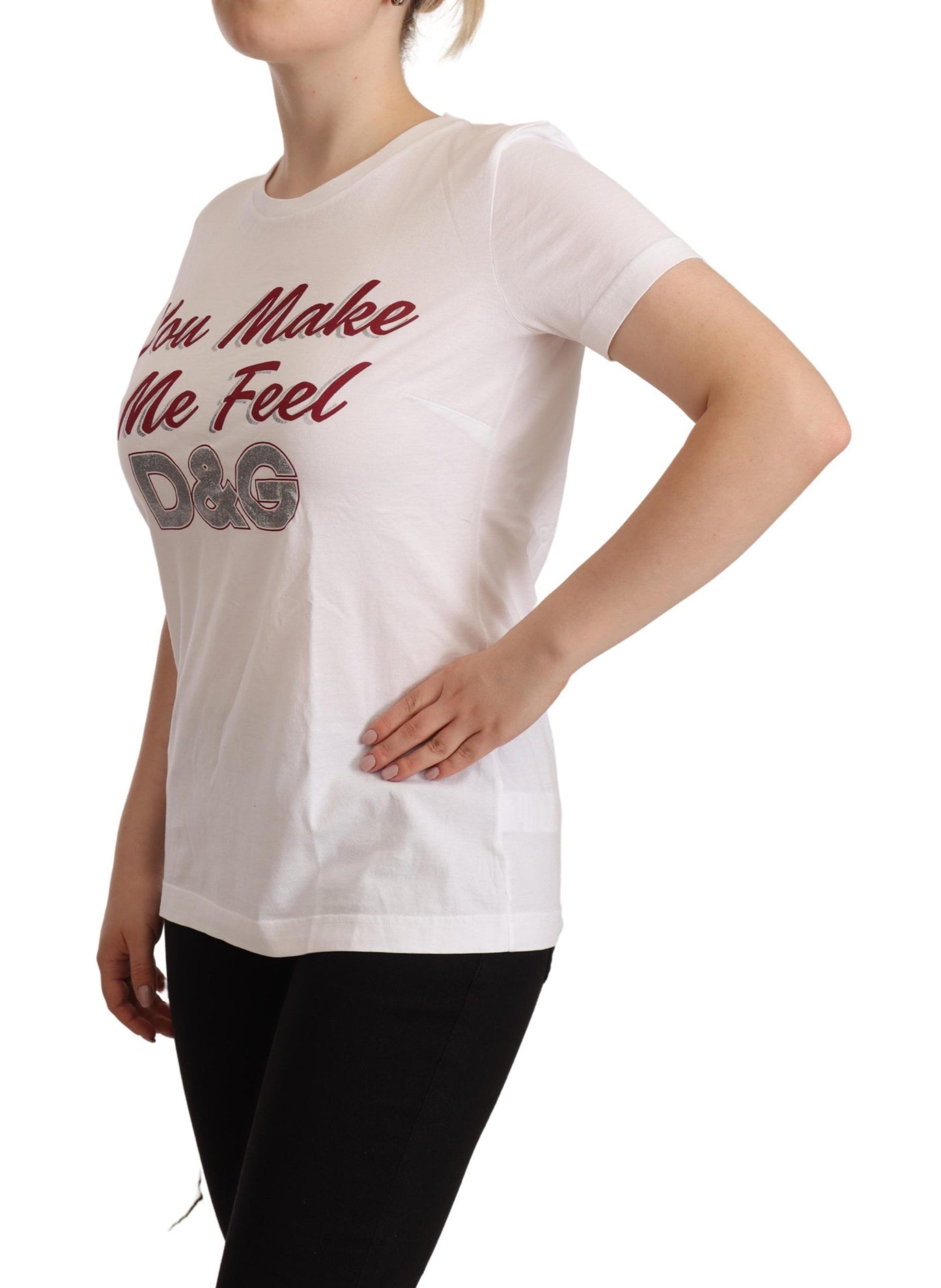Chic White Cotton Tee with D&G Motif