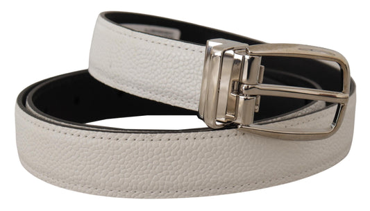 Elegant Vitello Leather Belt in White