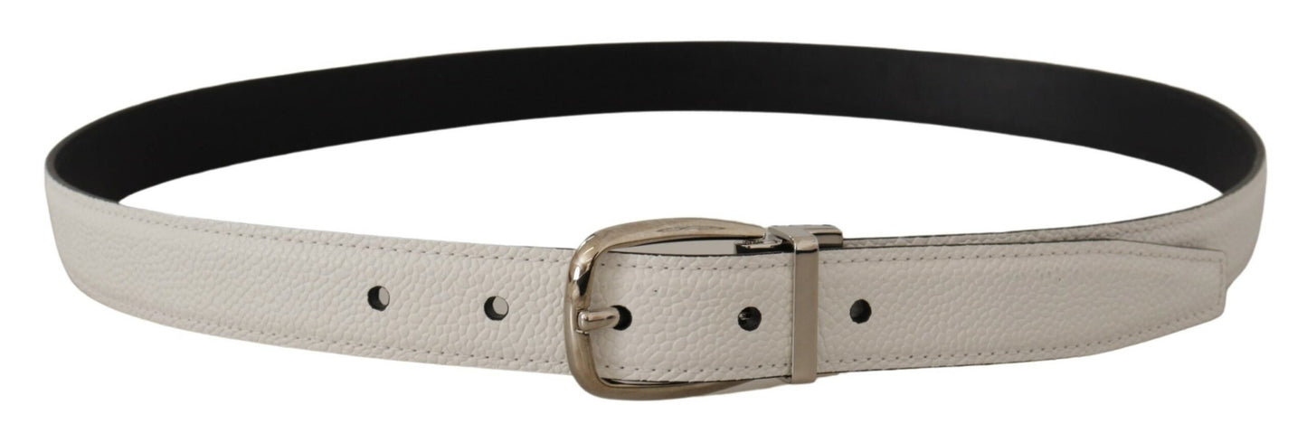 Elegant Vitello Leather Belt in White