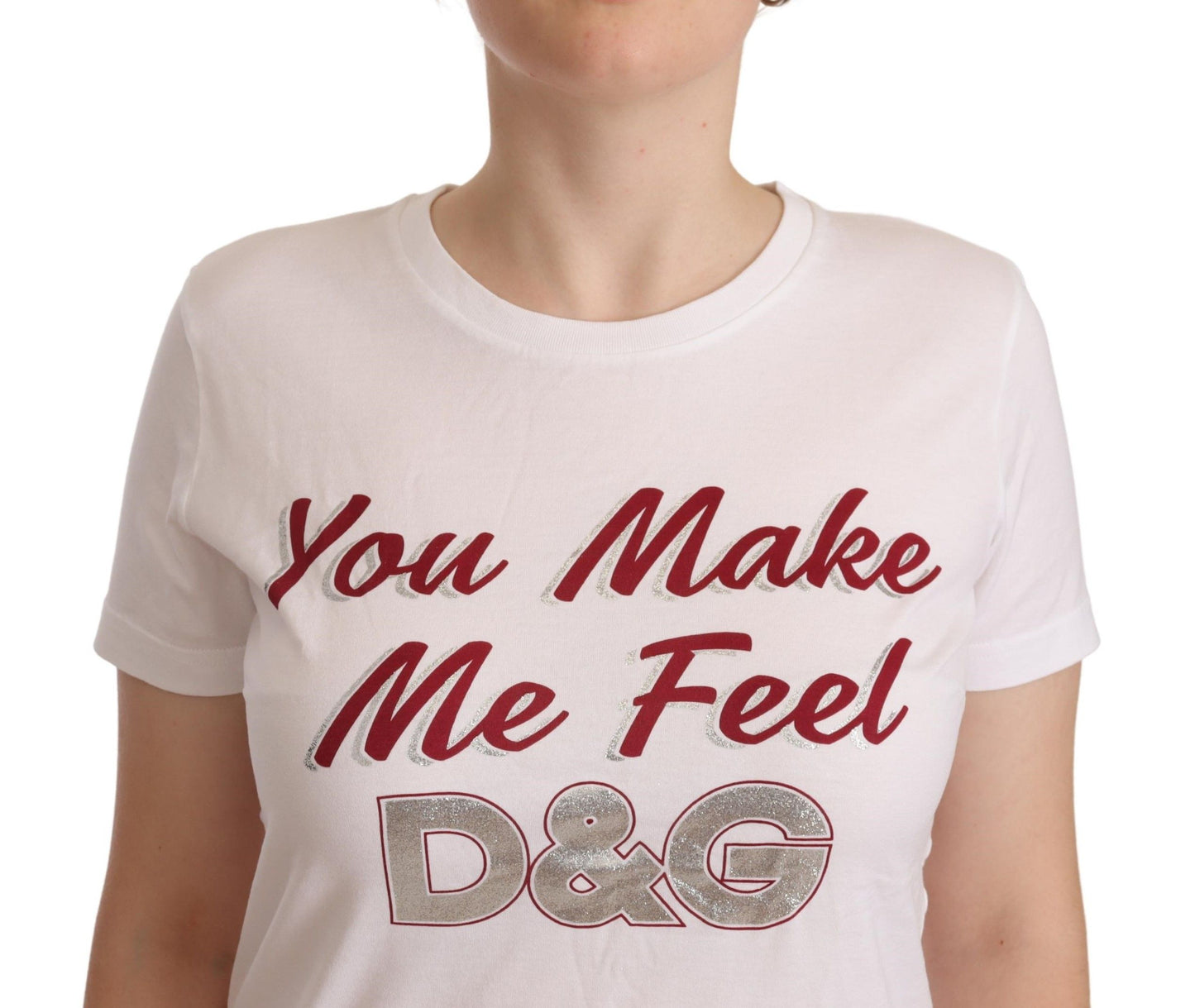 Chic White Cotton Tee with D&G Motif