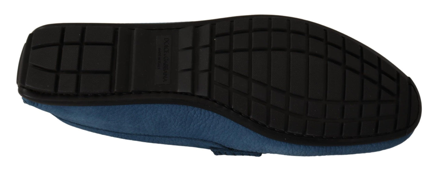 Elegant Blue Leather Loafers for Men