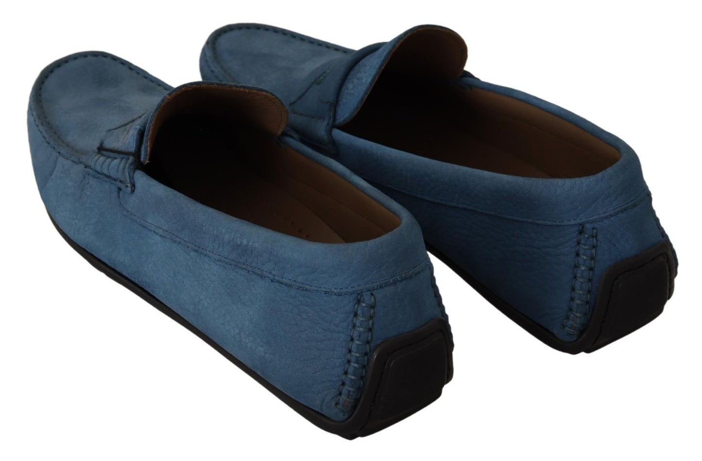 Elegant Blue Leather Loafers for Men