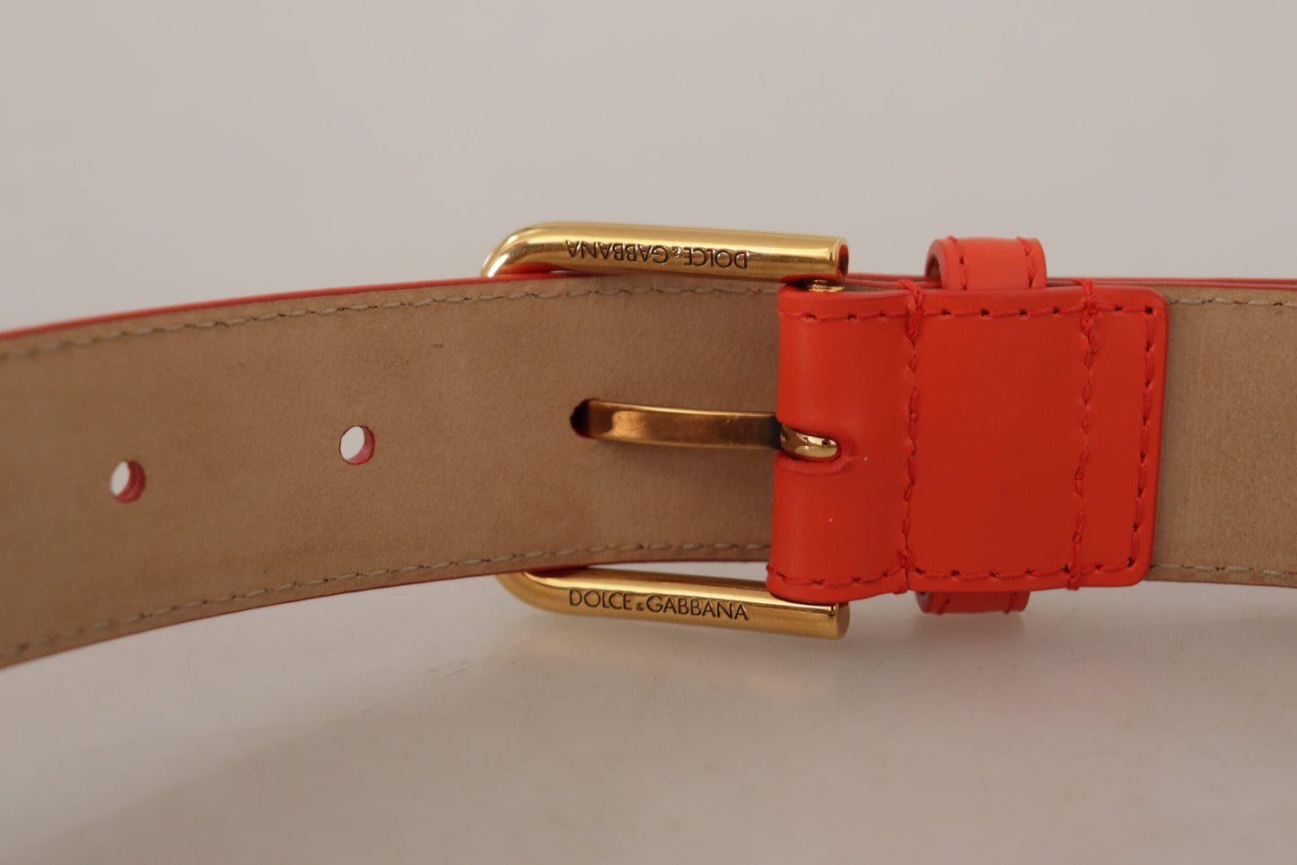 Chic Orange Leather Belt with Headphone Case