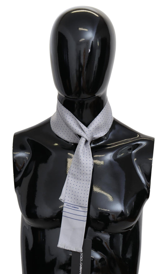 Elegant Silk Scarf with Dotted Prints and Fringes