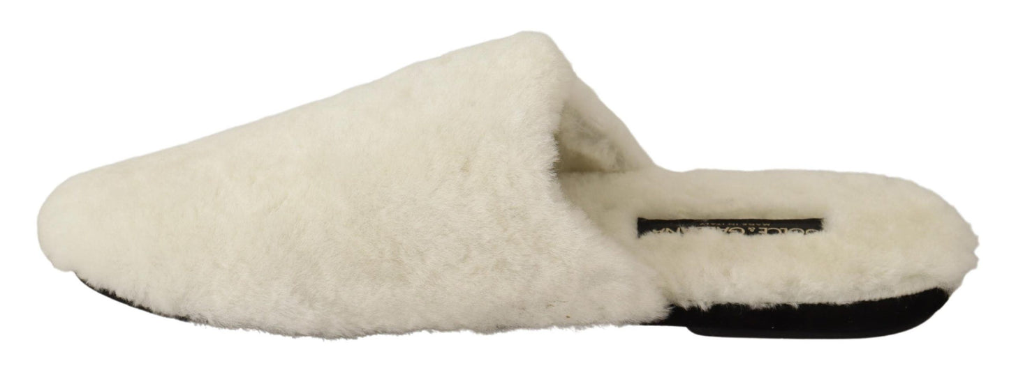 White Suede Fur Flat Slides - Elegance Meets Comfort