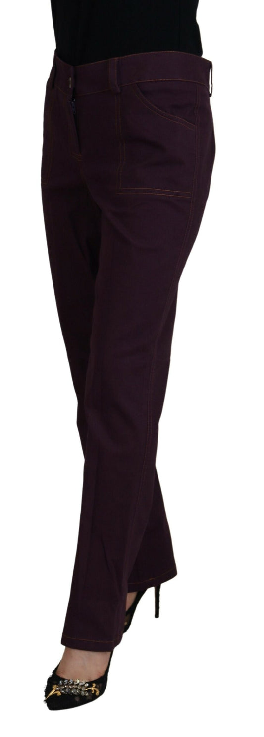 Elegant Tapered Purple Cotton Pants