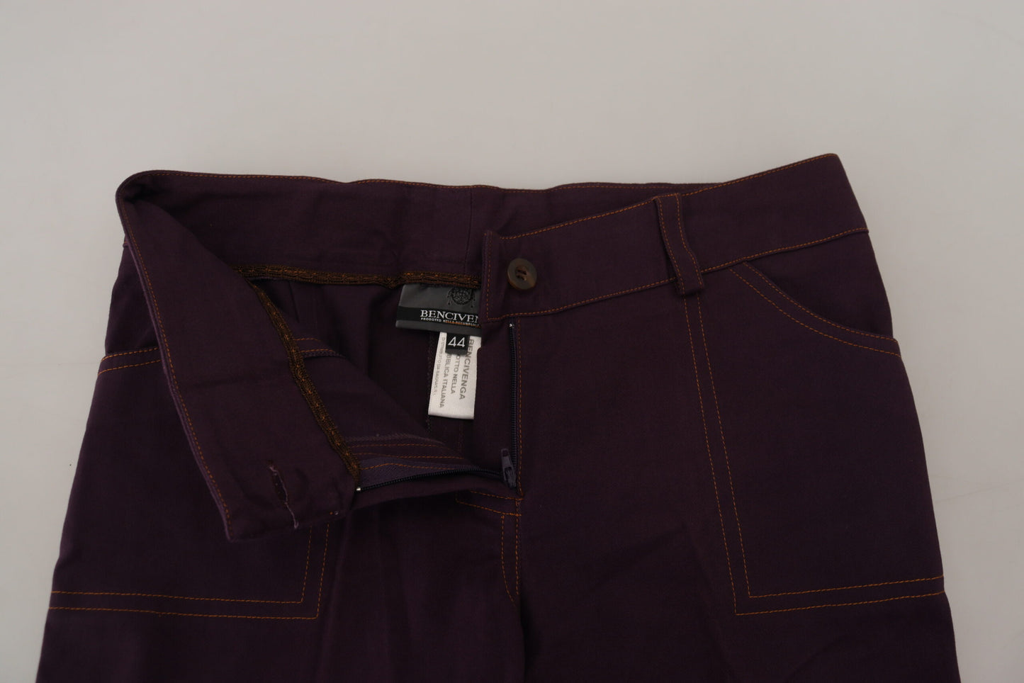 Elegant Tapered Purple Cotton Pants