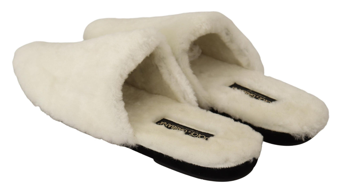 White Suede Fur Flat Slides - Elegance Meets Comfort