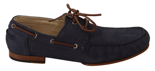 Elegant Blue & Brown Leather Boat Shoes