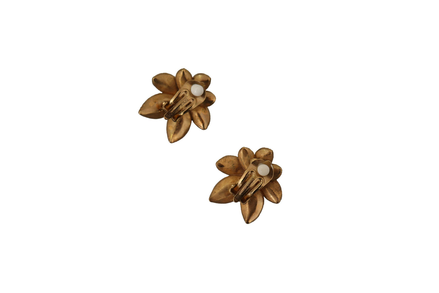 Elegant Gold Floral Clip On Earrings