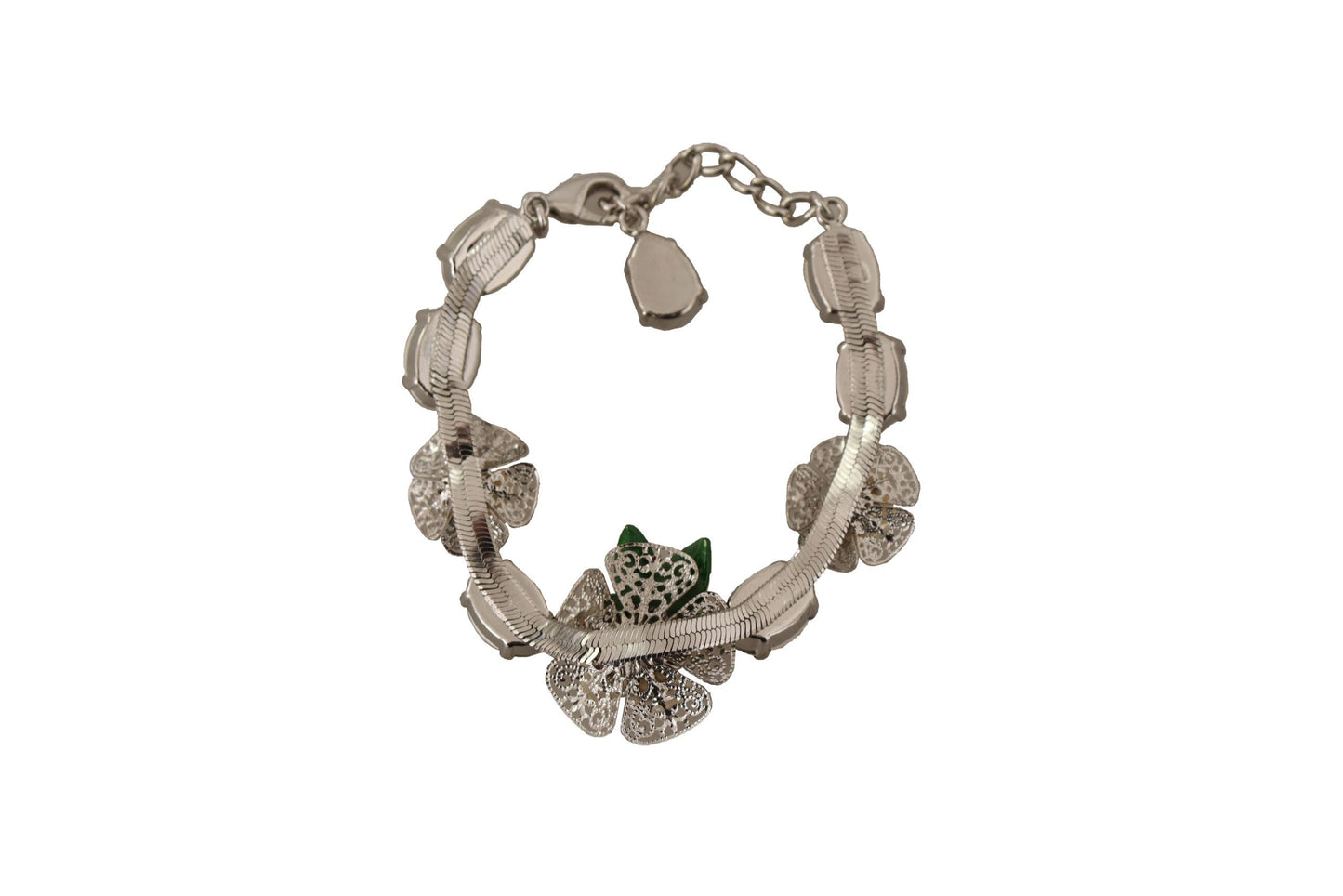 Elegant Silver Chain Bracelet with Charms & Crystals