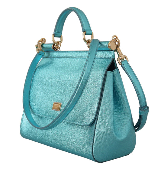Elegant Medium Sicily Blue Leather Bag