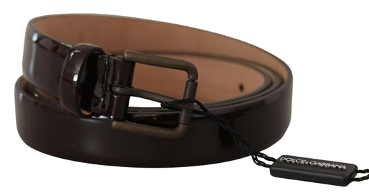 Elegant Black Leather Logo Buckle Belt