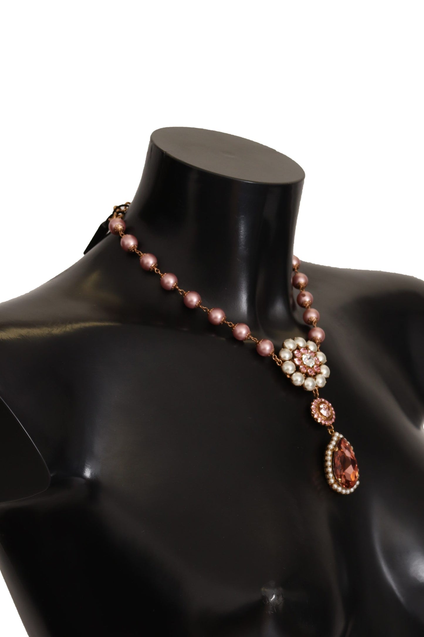 Elegant Gold Tone Faux Pearl Charm Necklace