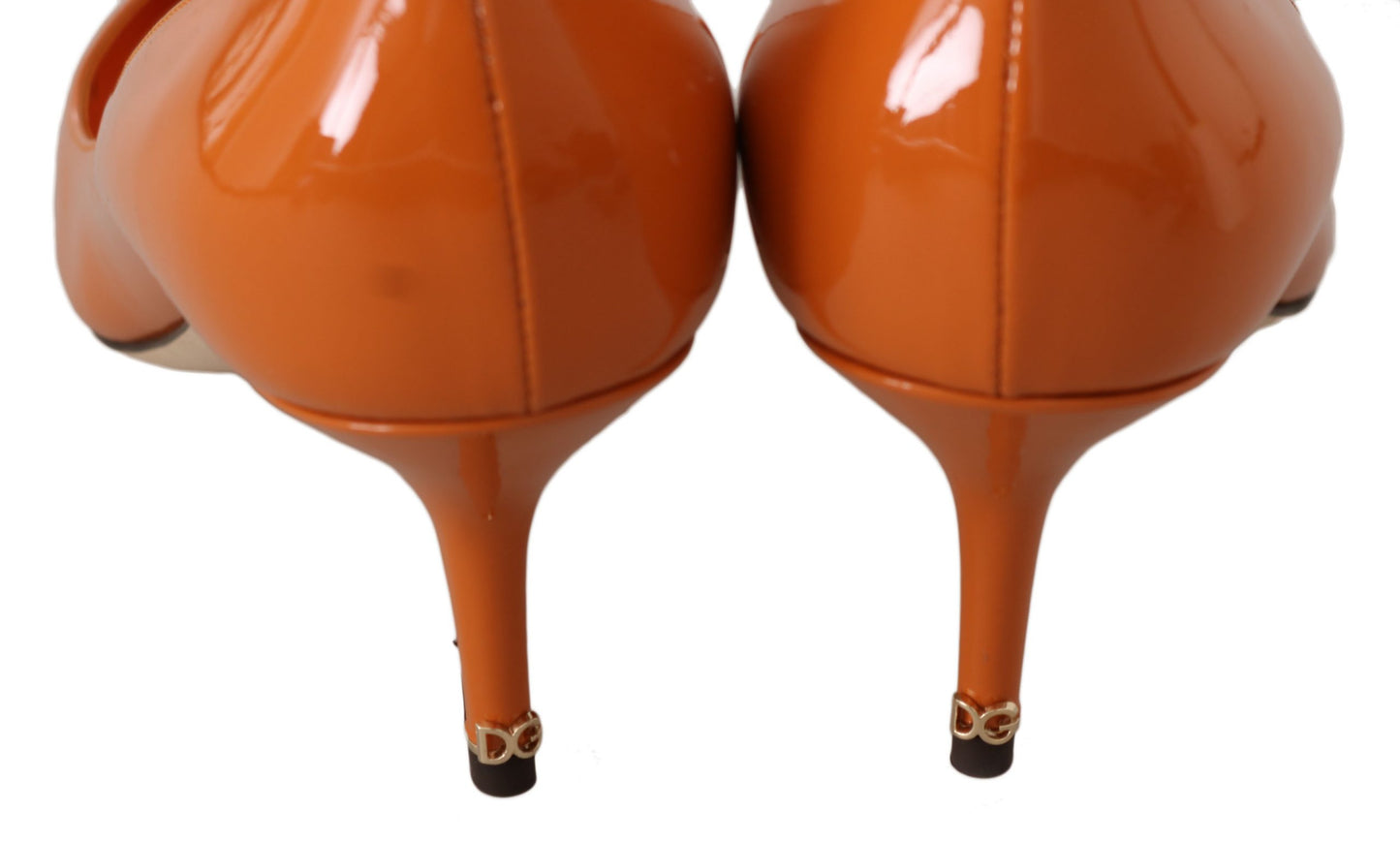 Elegant Orange Leather Heels Pumps