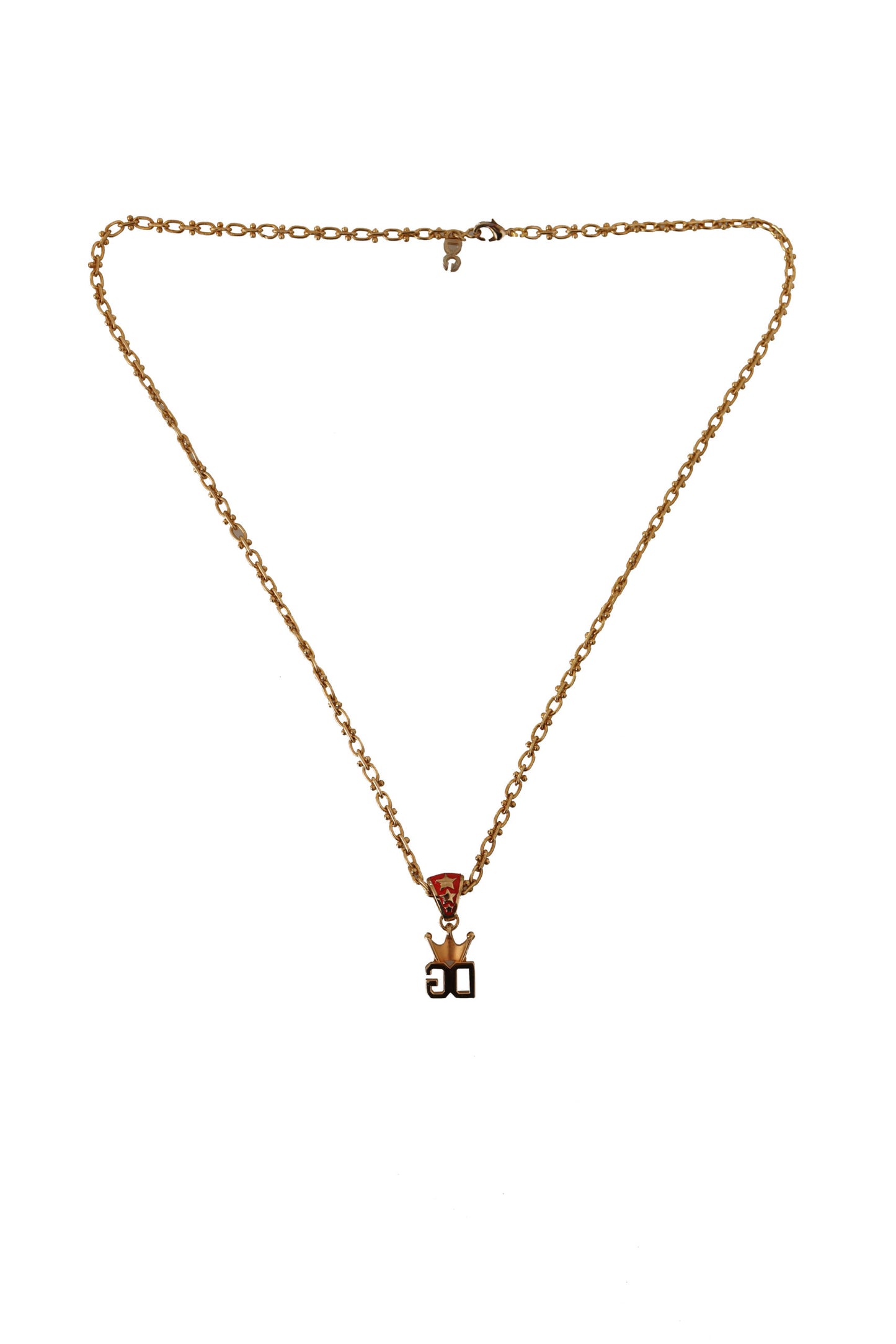 Gold Tone Brass Logo Charm Necklace