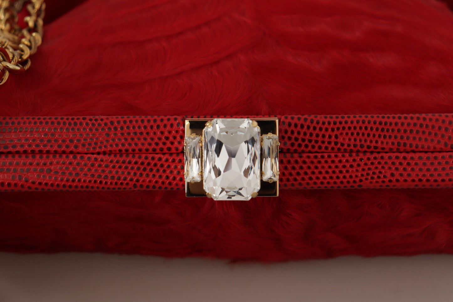 Elegant Red Fur VANDA Evening Clutch