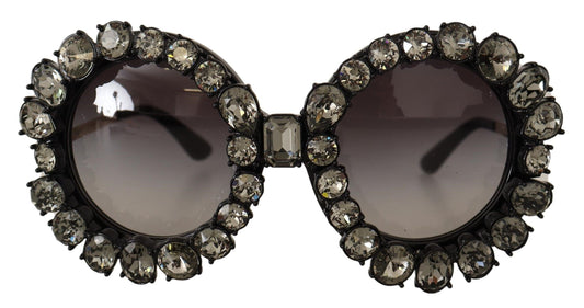 Elegant Crystal-Embellished Round Sunglasses