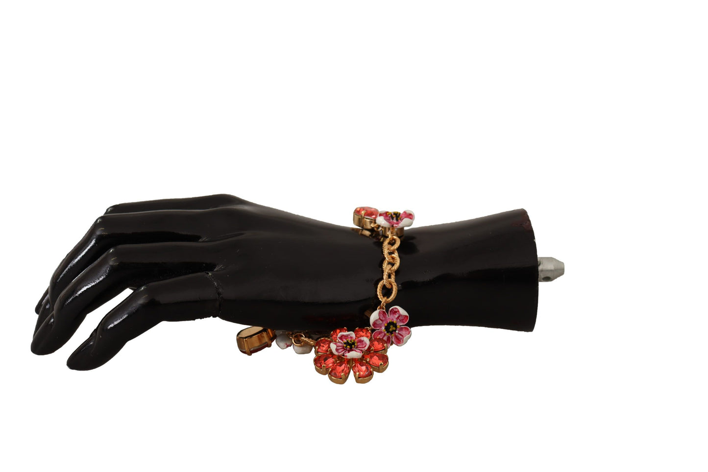 Elegant Gold Chain Bracelet with Red Crystals