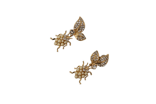 Chic Gold Beetle Clip On Earrings