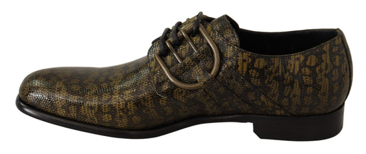 Exquisite Green Lizard Leather Derby Shoes