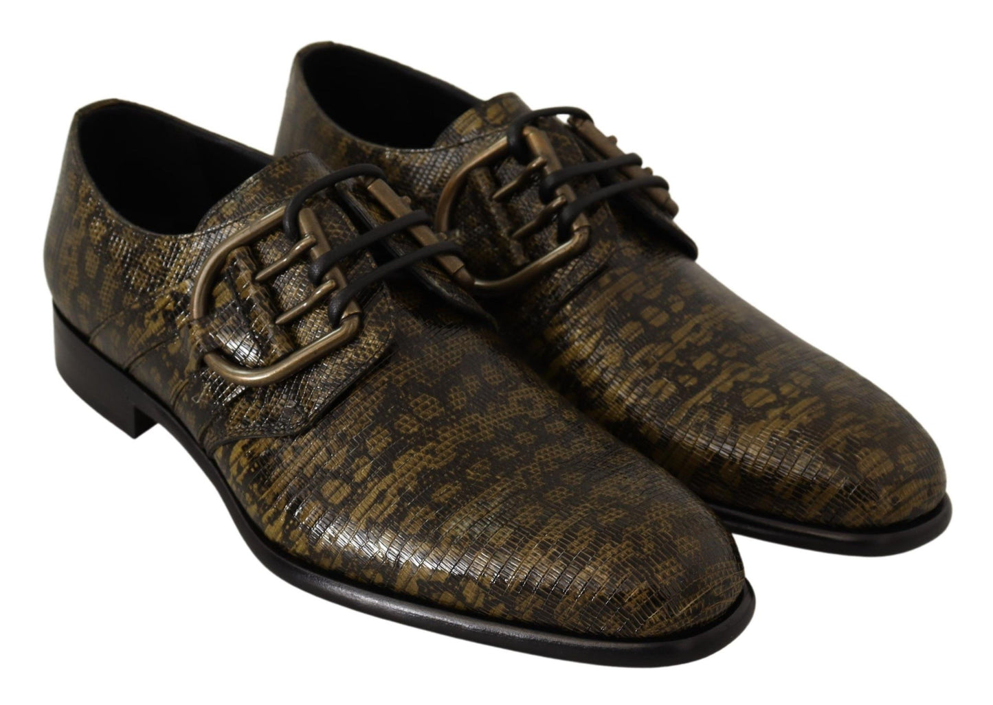 Exquisite Green Lizard Leather Derby Shoes