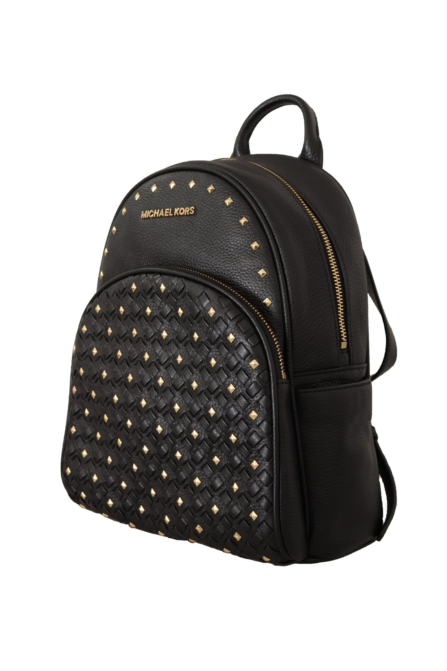 Chic Black Leather Backpack with Gold Accents