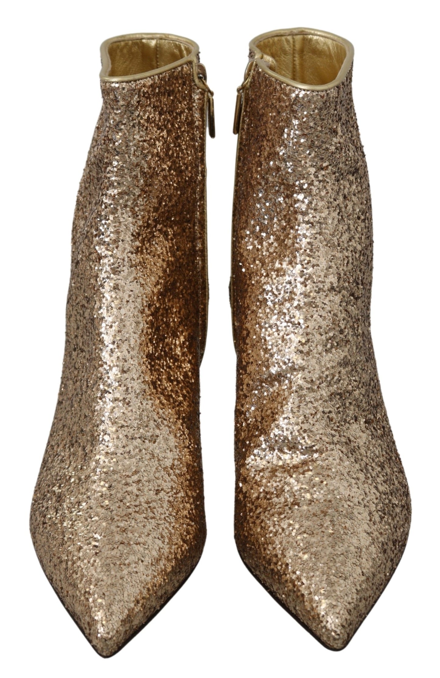 Glimmering Gold Sequined Leather Boots