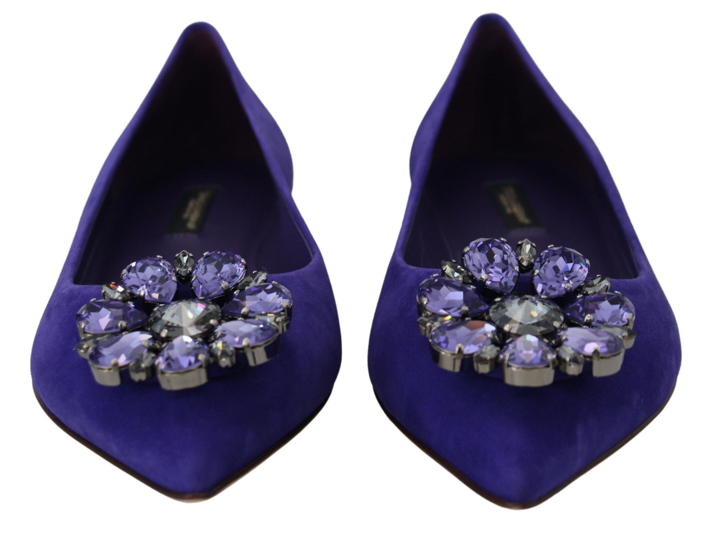 Embellished Crystal Purple Suede Flats