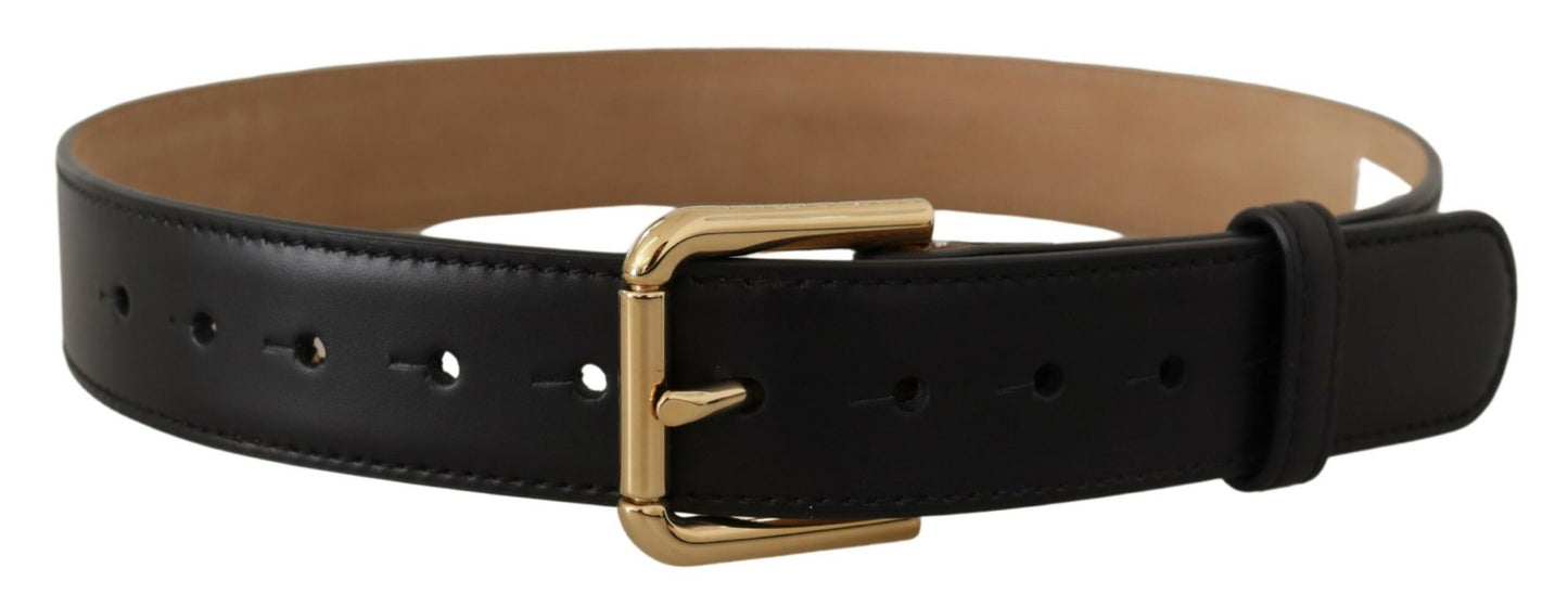 Elegant Leather Belt with Logo Buckle