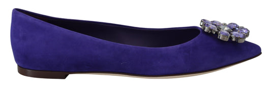 Embellished Crystal Purple Suede Flats