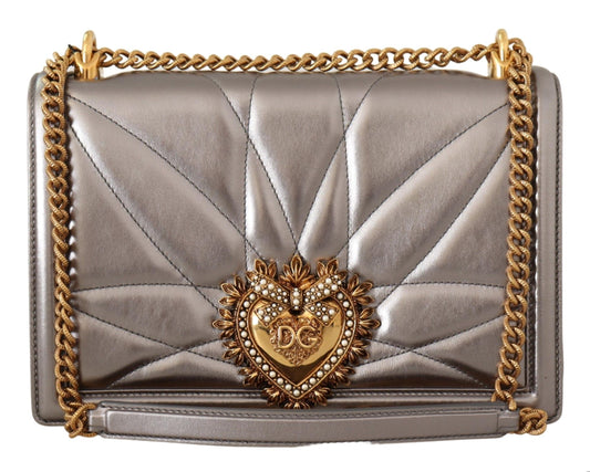 Elegant Silver Devotion Leather Shoulder Bag