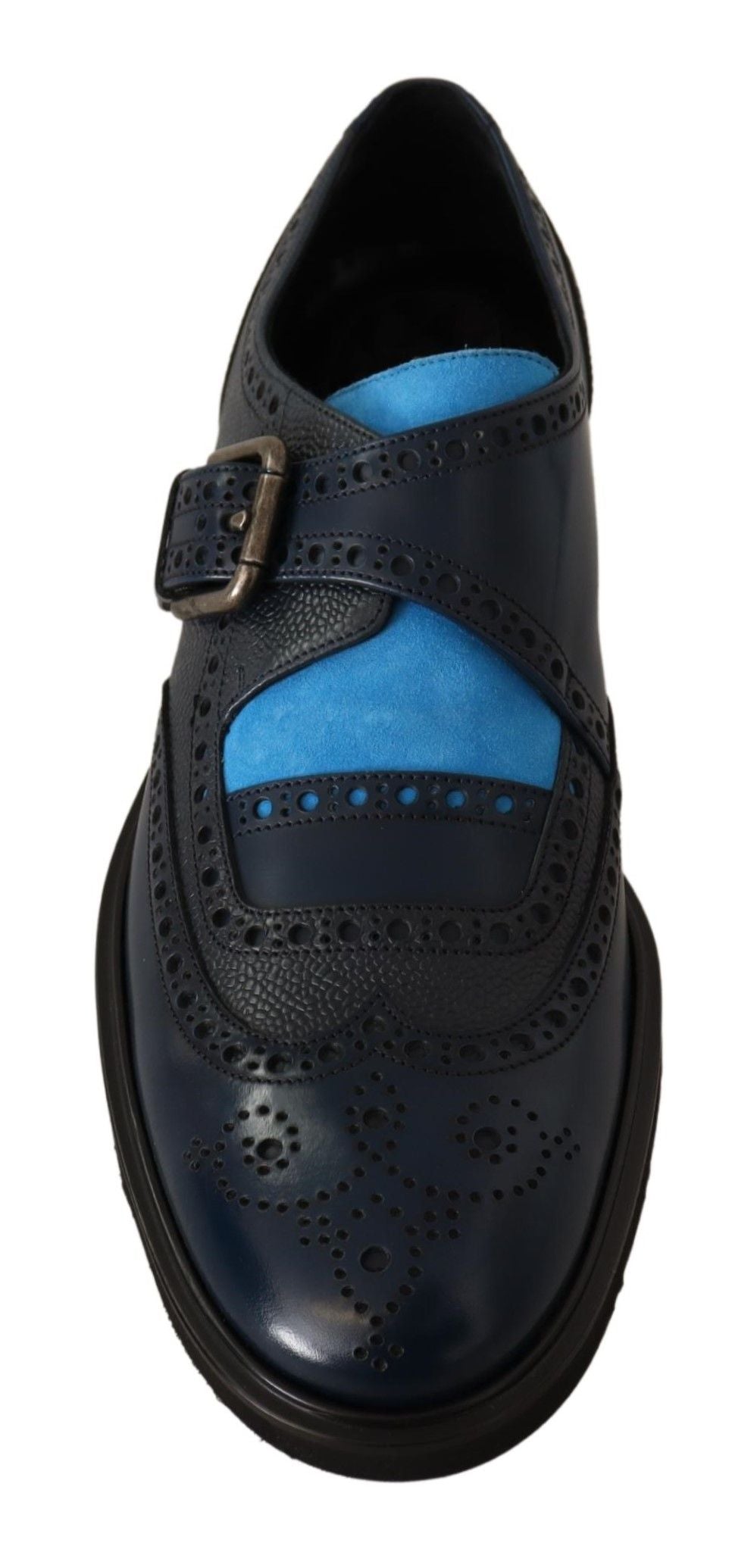 Elegant Blue Leather Monk Shoes