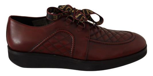 Elegant Bordeaux Derby Leather Shoes