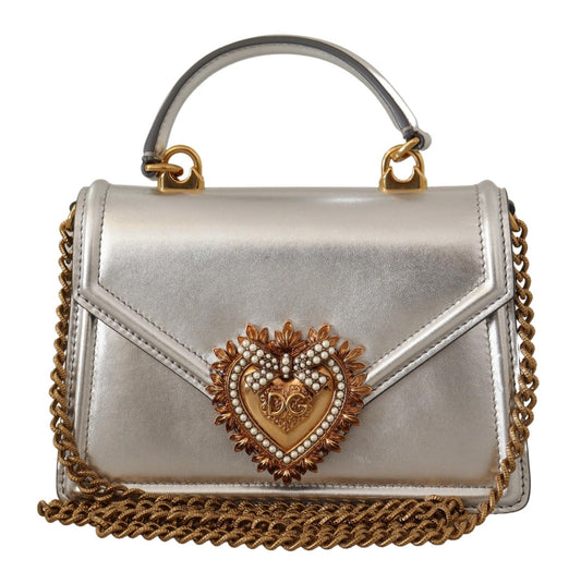 Devotion Luxury Silver Leather Shoulder Bag