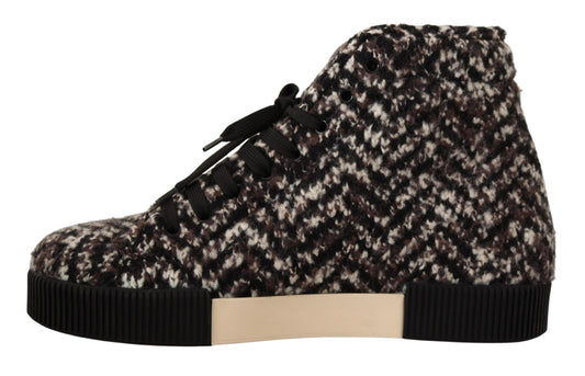 High-End Chevron High Top Sneakers in Brown