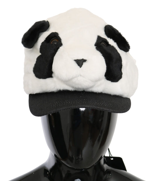 Elegant Monochrome Panda Fur Baseball Cap