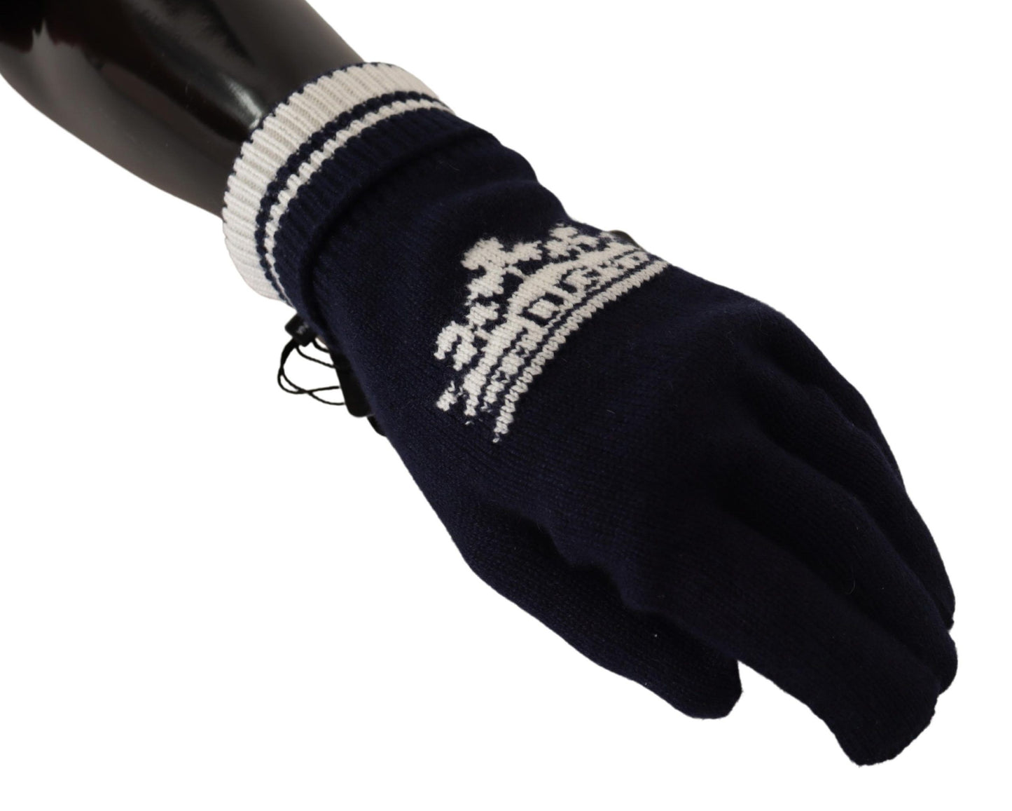 Elegant Cashmere Gloves with Byzantine Crown Pattern