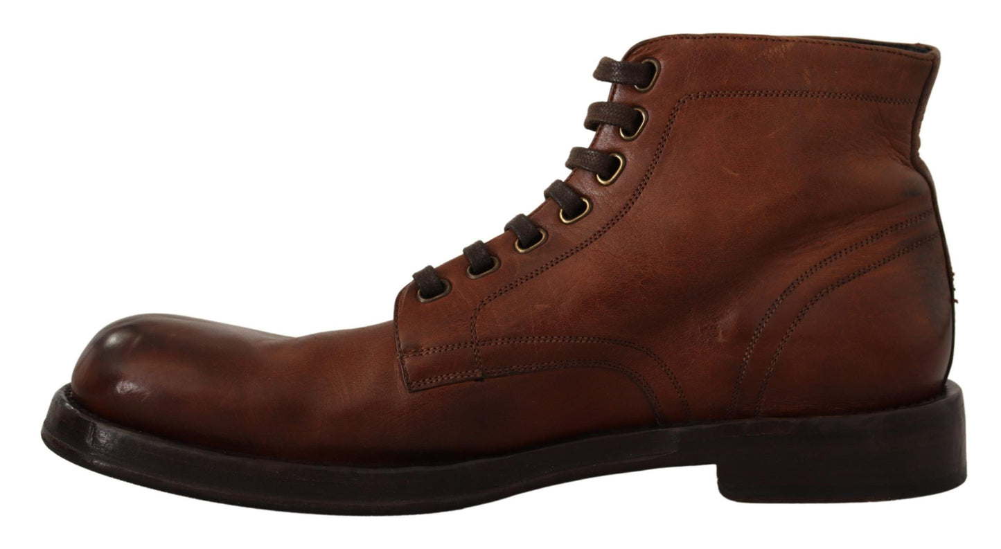 Elegant Brown Leather Ankle Boots