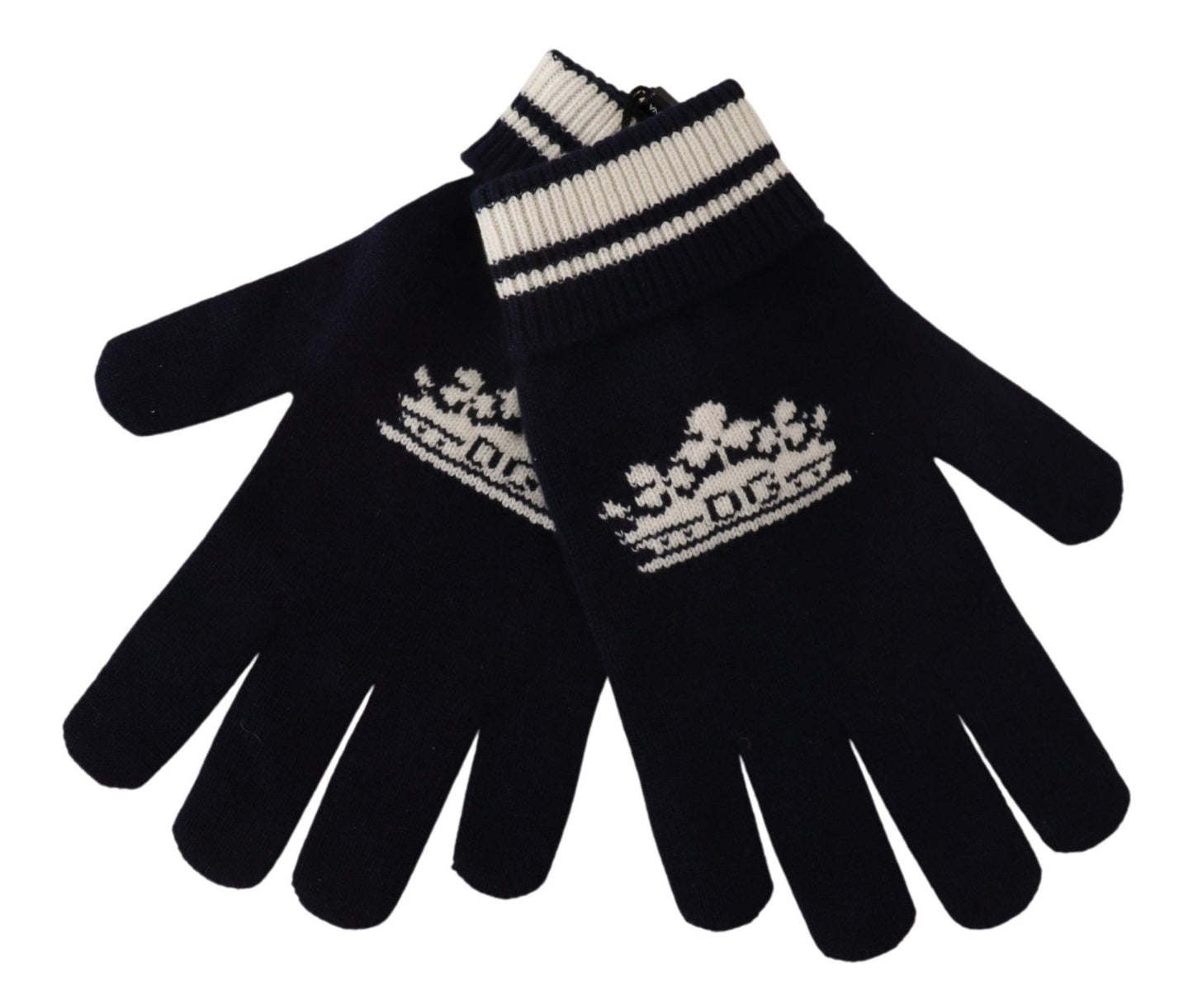 Elegant Cashmere Gloves with Byzantine Crown Pattern