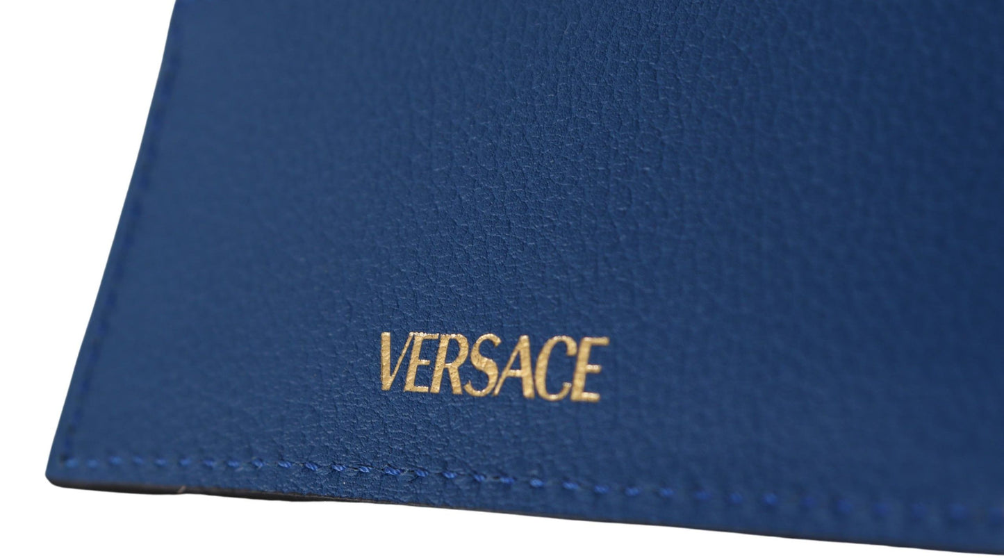 Elegant Blue Leather Card Holder Wallet