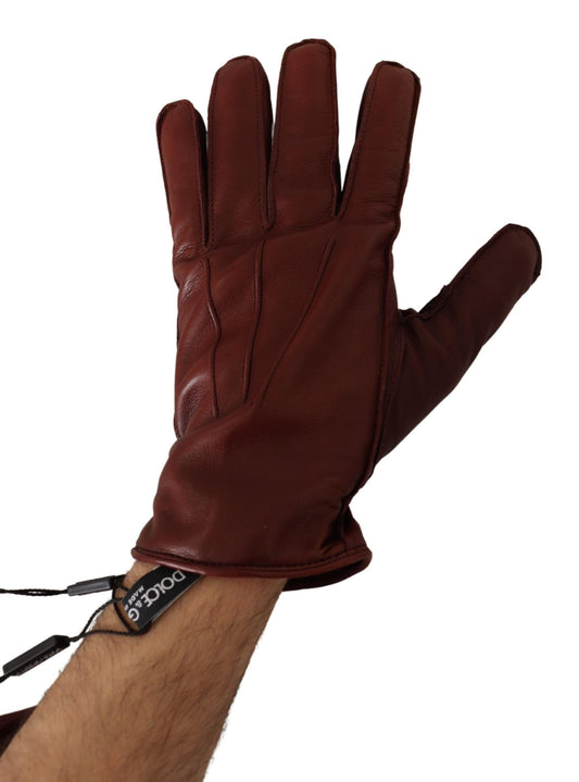 Winter Elegance Leather Gloves - Chic Brown