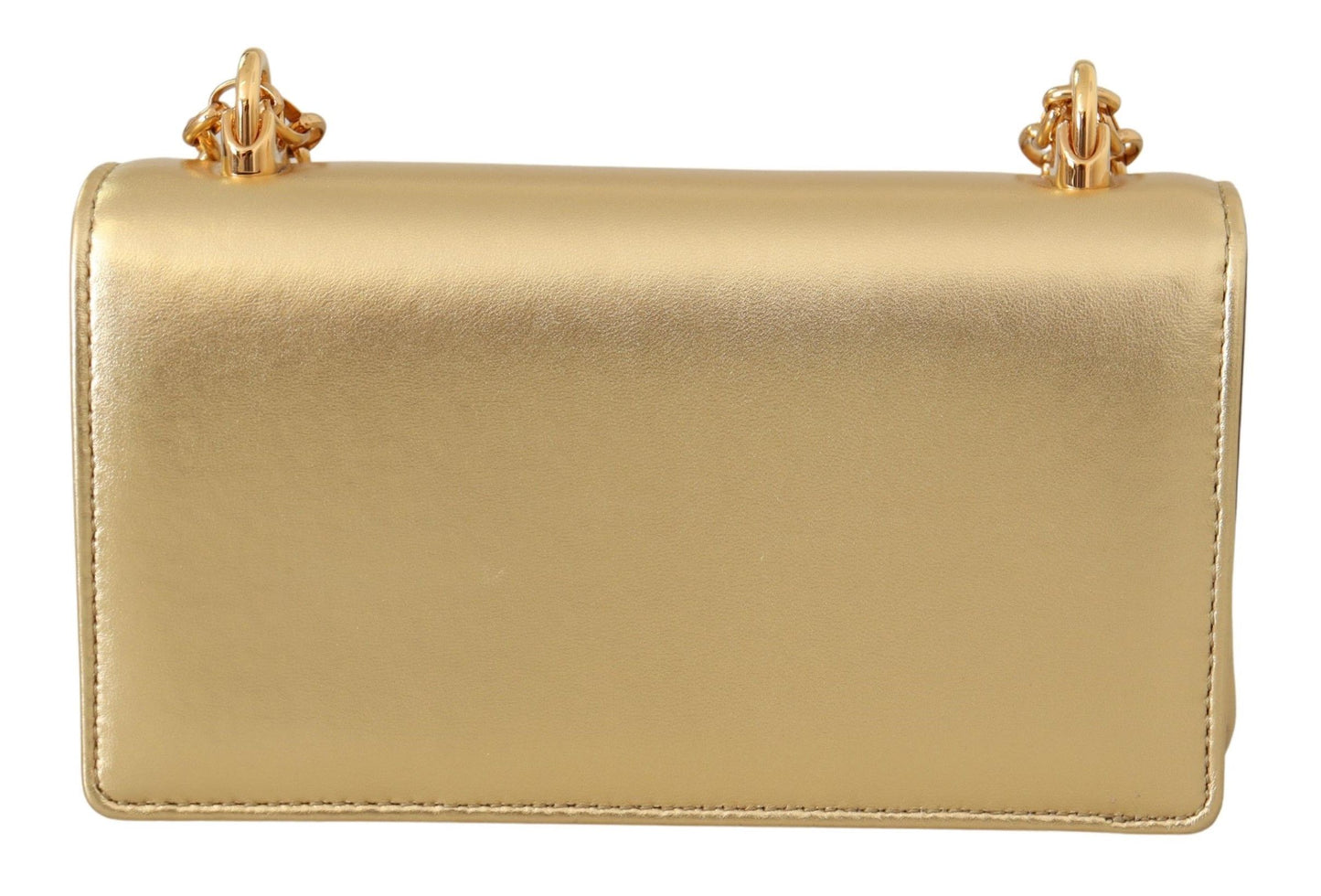 Elegant Gold Leather Phone Purse with Chain Strap