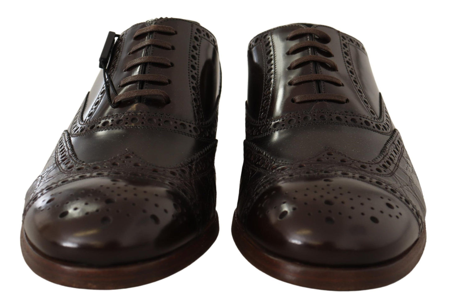 Elegant Brown Leather Derby Brogue Formal Shoes