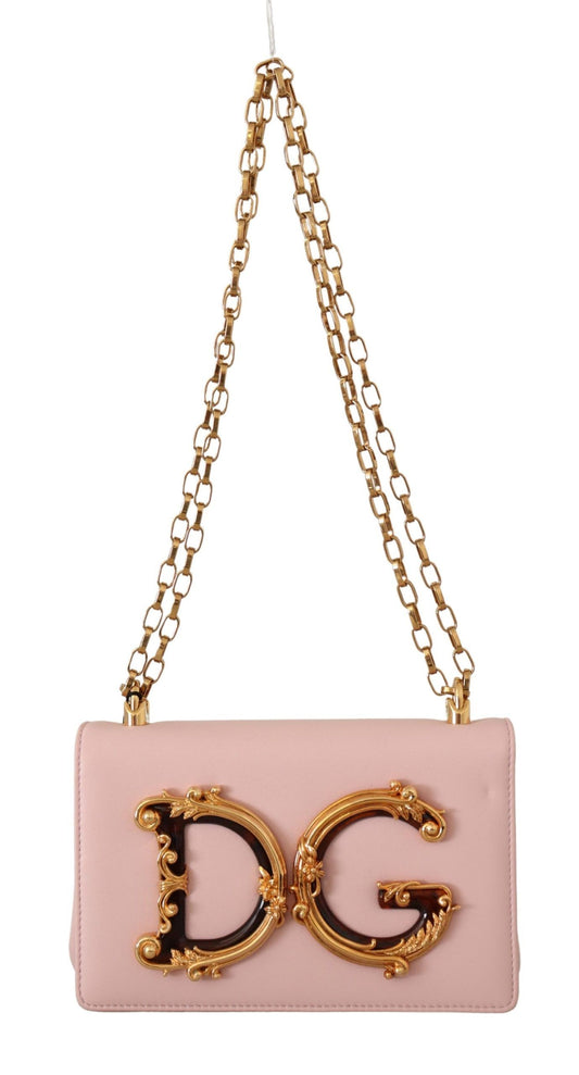 Chic Pink Leather Shoulder Bag with Gold Accents