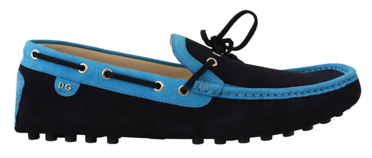 Exquisite Blue Leather Slip-On Loafers
