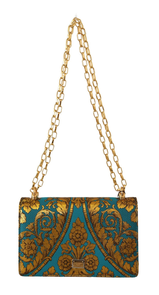 Elegant Gold Baroque Clutch with Chain Strap