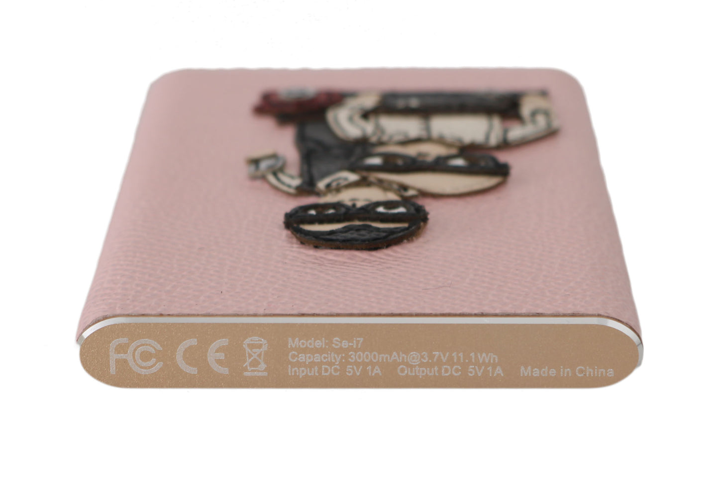 Chic Pink Leather Power Bank